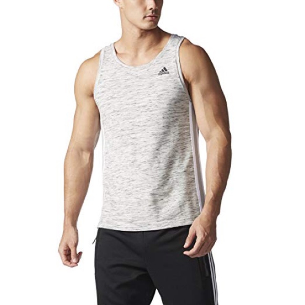 Adidas | Heather Grey White Stripe Tank